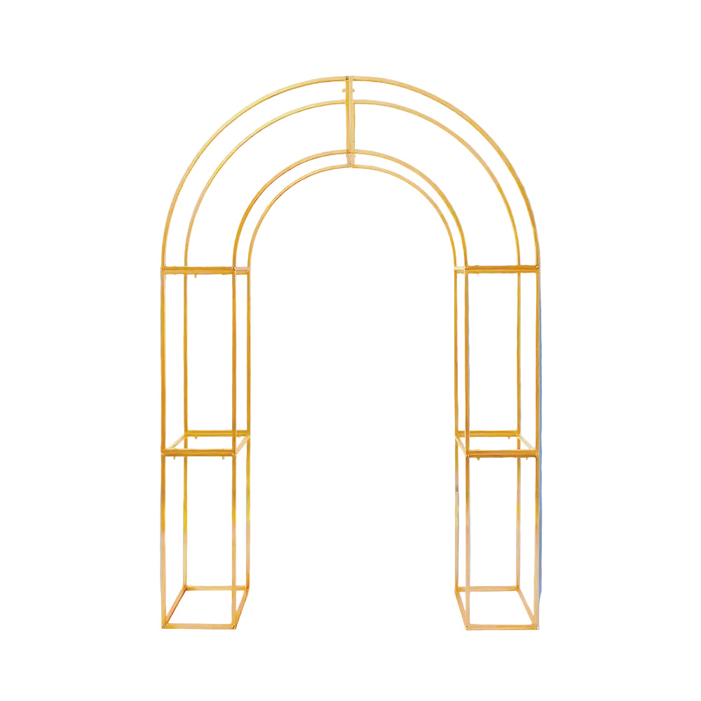 7972-GOLD | 5'W x 7.5'H x 1'D | 3D METAL ARCH BACKDROP | GOLD