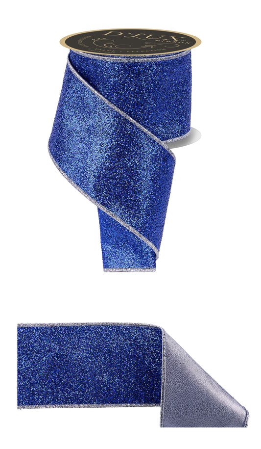 LX326525 | 4" |Laser Glitter/Fused | Royal Blue w/Silver Backing | 10yds
