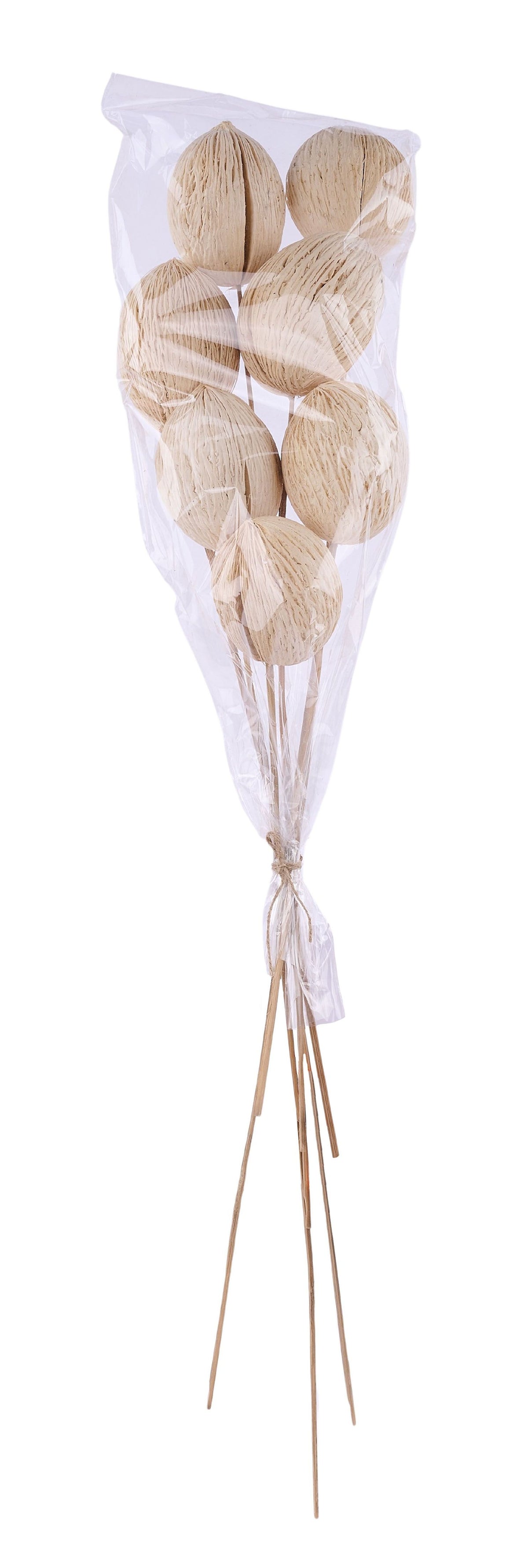 TT313131 | 22"L | Mintolla Ball On Bamboo Stem Bundle | Bleached