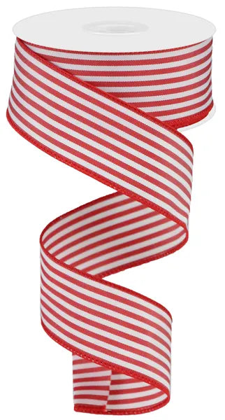 RGA1812W7 | 1.5" | Woven Vertical Thin Stripe | Red/White | 10Yds