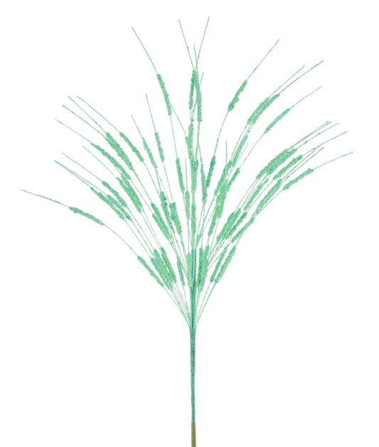 MN053274 | 22"L |  Irid Glttr Mini Bead Cattail Spray |  Mint Green - A&B Wholesale Market Inc