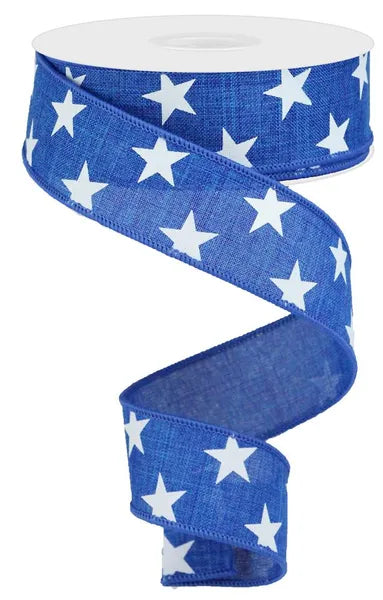 RGA111525 | 1.5" | STARS ON ROYAL | ROYAL BLUE/WHITE | 10YDS