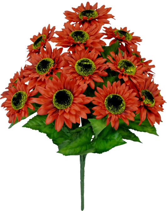 80250-RD |  17" | SATIN SUNFLOWER BUSH | RED