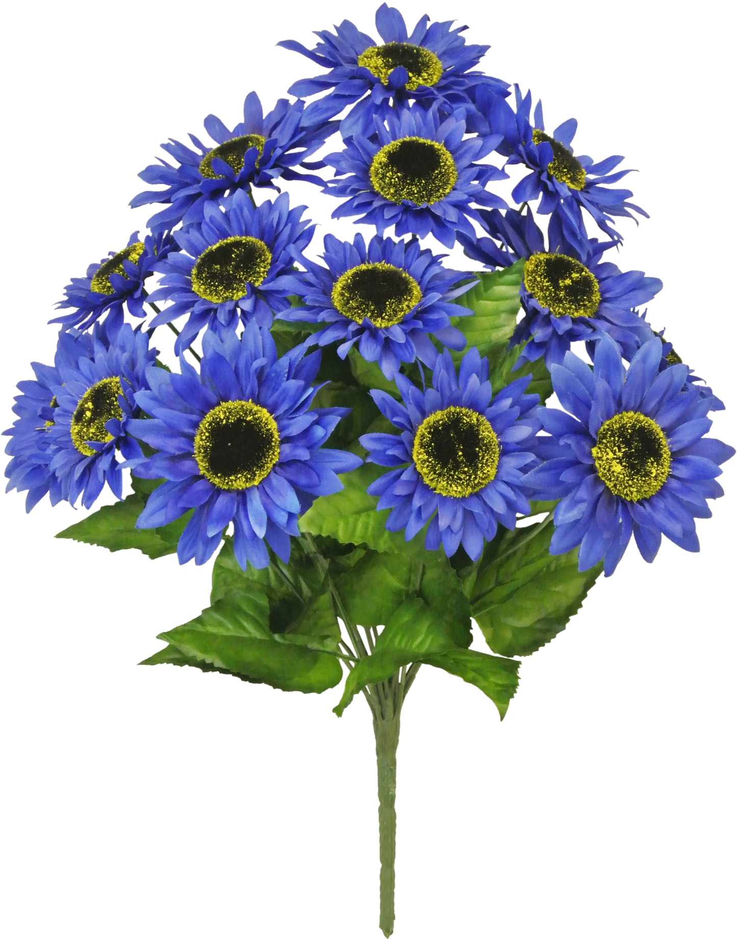 80250-RO.BL |  17" | SATIN SUNFLOWER BUSH |  ROYAL BLUE