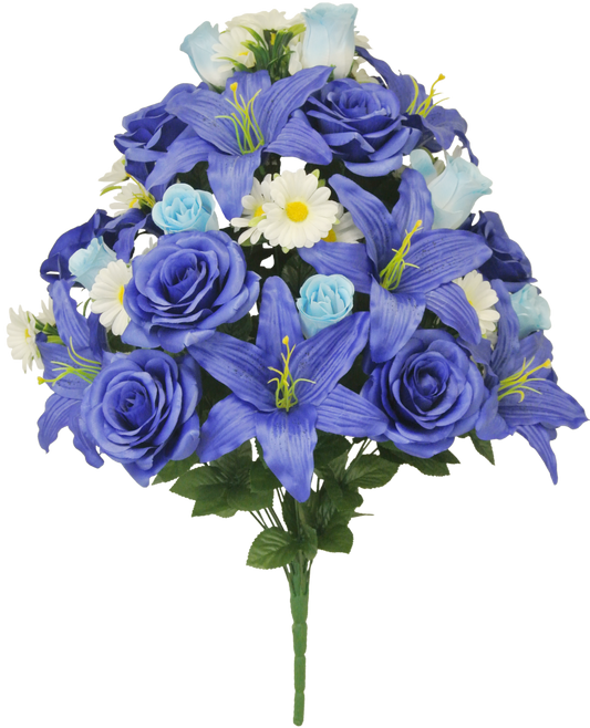 80359A-BL | 28" | LILIUM ROSE MIXED BUSH | BLUE