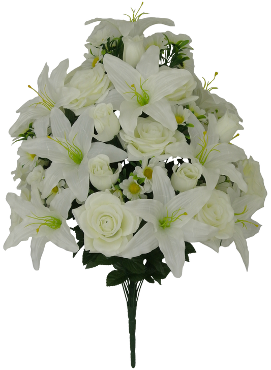 80359A-CR | 28" | LILIUM ROSE MIXED BUSH | CREAM