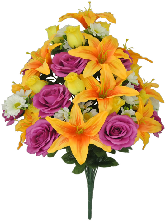 80359A-ORYEBTY | 28" | LILIUM ROSE MIXED BUSH | ORANGE/YEL/BEAUTY