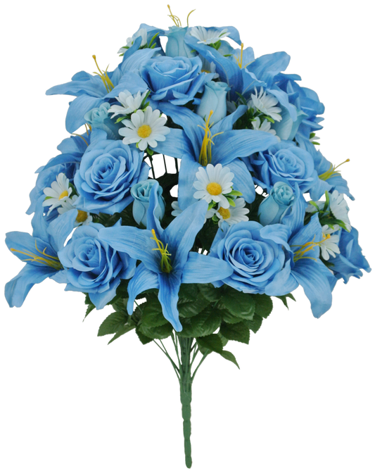 80359A-TQ | 28" | LILIUM ROSE MIXED BUSH | TURQUOISE