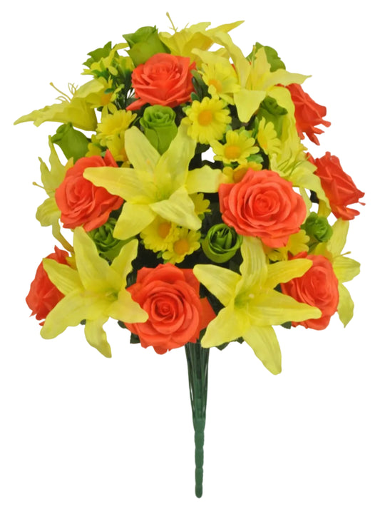 80359A-YEORGN | 28" | LILIUM ROSE MIXED BUSH | YEL/ORANGE/GREEN
