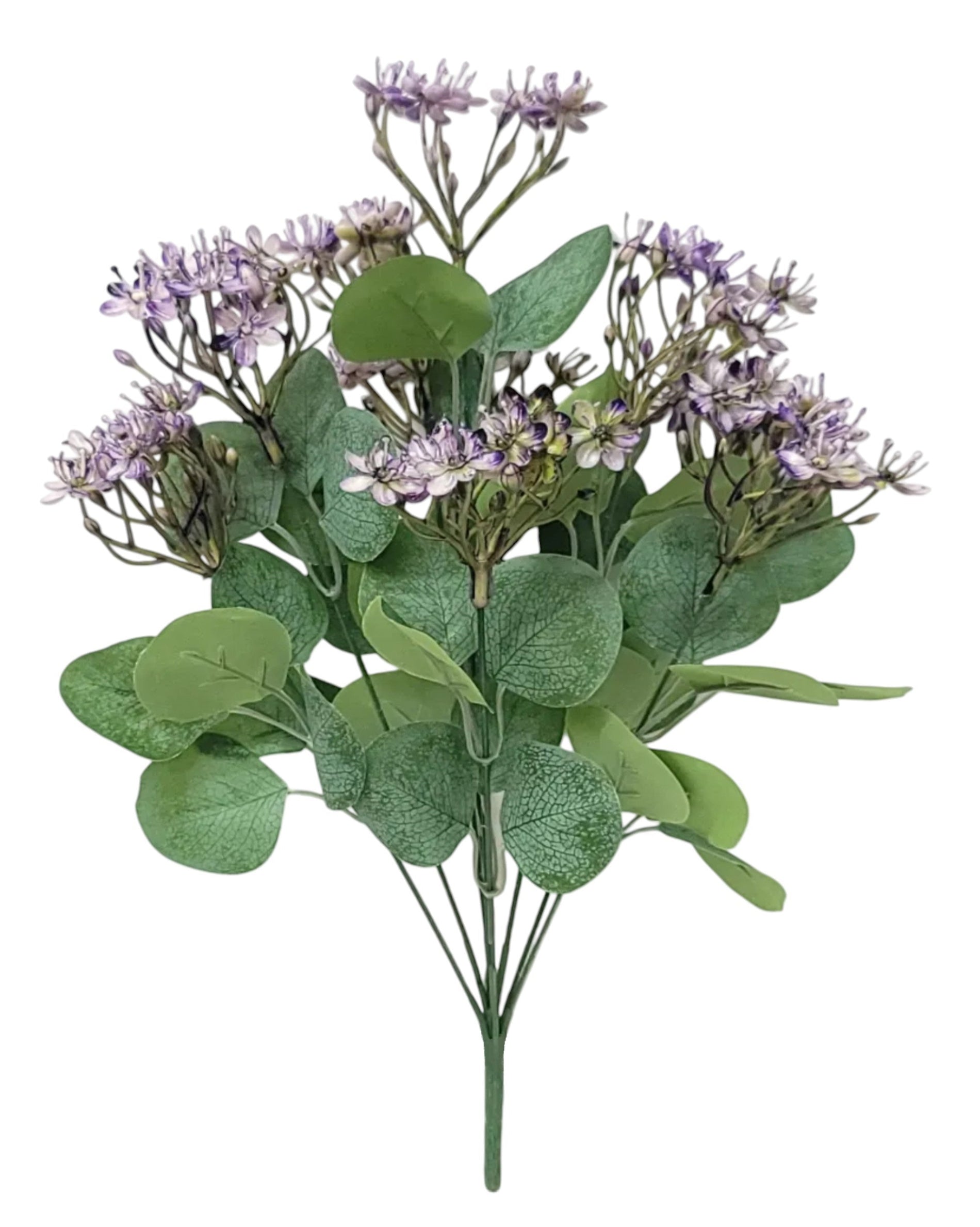 80805 | Mini Flower w/Eucalyptus x9 | Purple - A&B Wholesale Market Inc