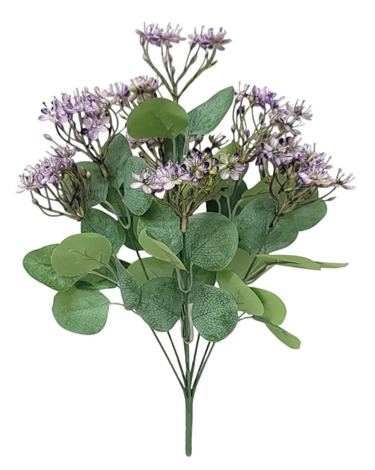 80805 | Mini Flower w/Eucalyptus x9 | Purple - A&B Wholesale Market Inc
