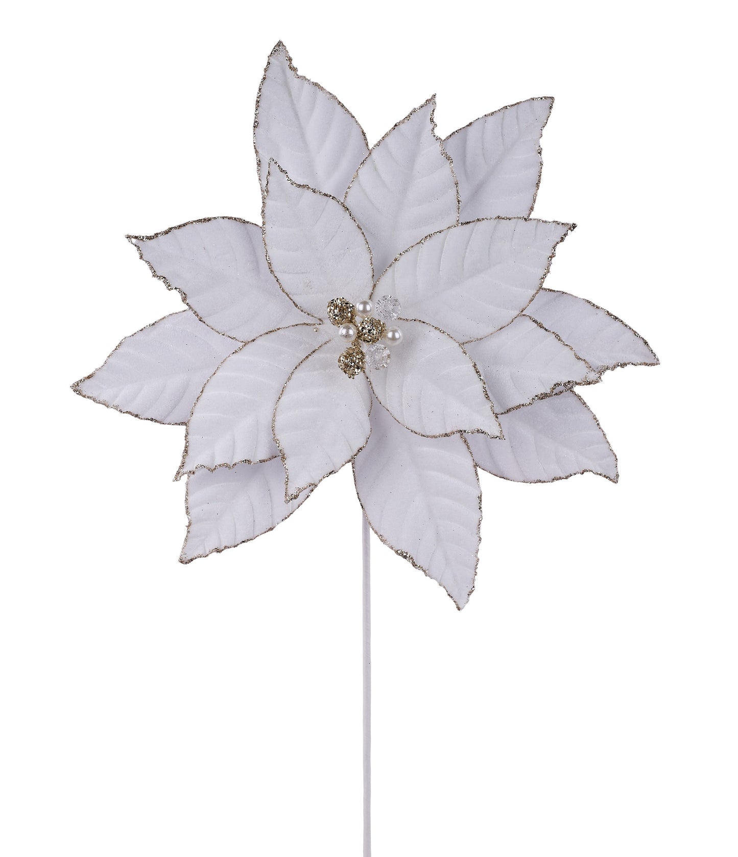 XS429742 | 23"L x 14"Dia | Velvet/Glttr Poinsettia | Cream/Champagne