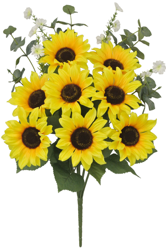 81001-YEL |  21" | MIXED SUNFLOWER BUSH X12 | YELLOW