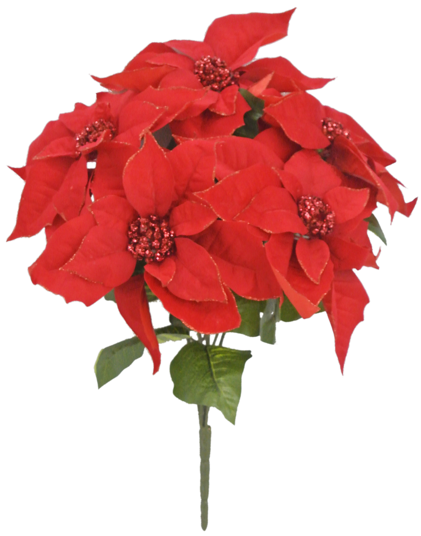 81996-RD | 20" | GLITTER EDGE POINSETTIA BUSH | RED