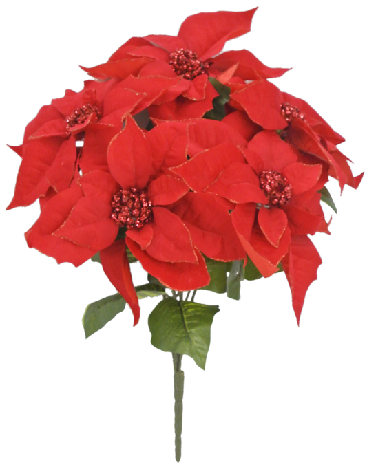 81996-RD | 20" | GLITTER EDGE POINSETTIA BUSH | RED