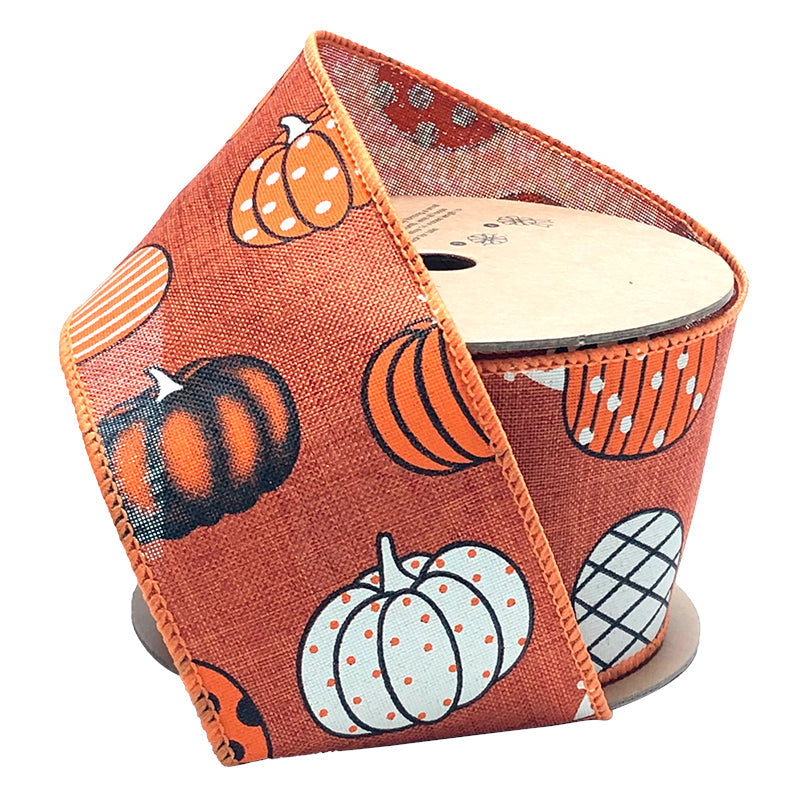 WR-10124-063-10 | 2.5" | "Multi Pumpkin" Rust/Multi Ribbon | 10yds