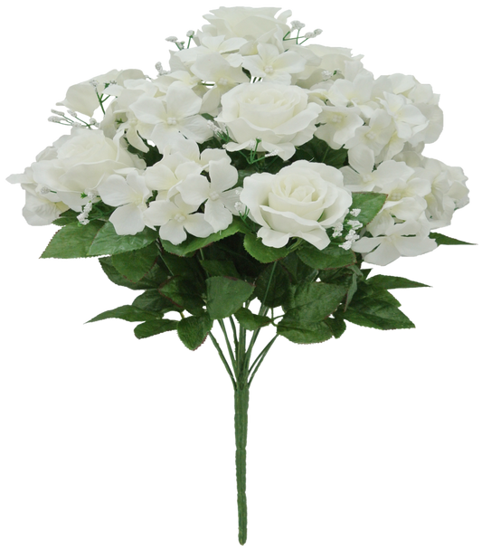 84031-CR|  19" |  ROSE HYDRANGEA BUSH |  CREAM