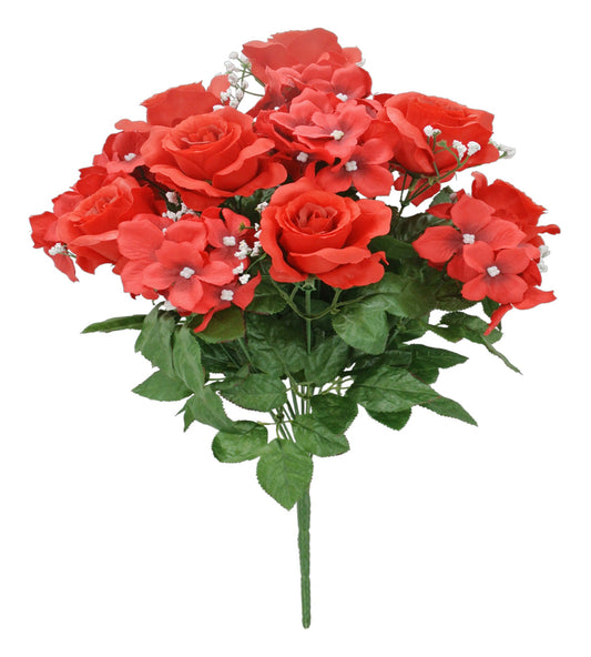 84031-RD |  19" |  ROSE HYDRANGEA BUSH | RED