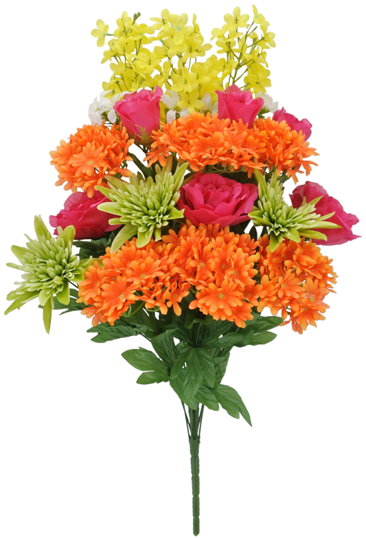 84053-FUOR  | 29" | ROSE SPIDER MUM DAISY | FUCHSIA/ORANGE