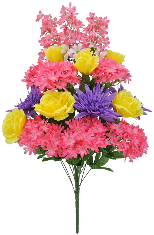 84053-PKPUYEL | 29" | ROSE SPIDER MUM DAISY | PINK/PURPLE/YELLOW