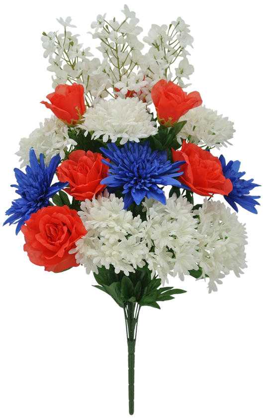 84053-RDWTBL | 29" | ROSE SPIDER MUM DAISY | RED/WHITE/BLUE