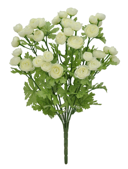 84055-CR | 16" | MINI RANUNCULUS BUSH | CREAM
