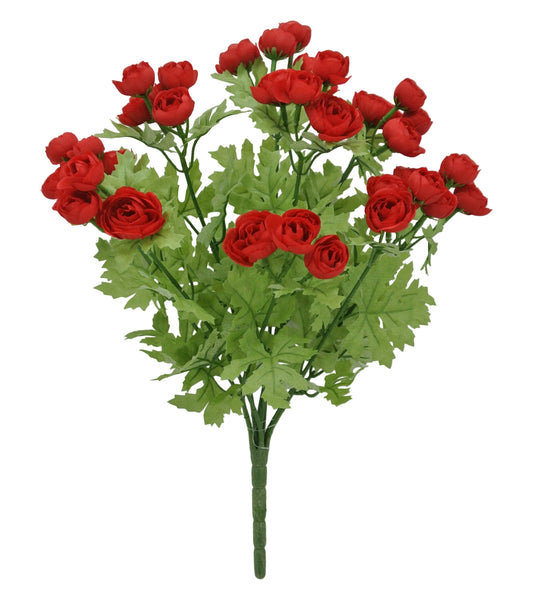 84055-RD | 16" | MINI RANUNCULUS BUSH | RED