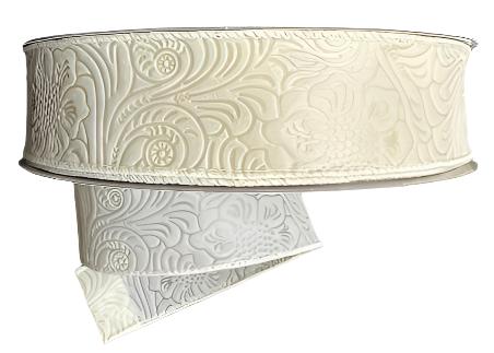 984209-18C | 1.5" | IVORY | FLOWER EMBOSSED | WATER RESISTANT | 50YD