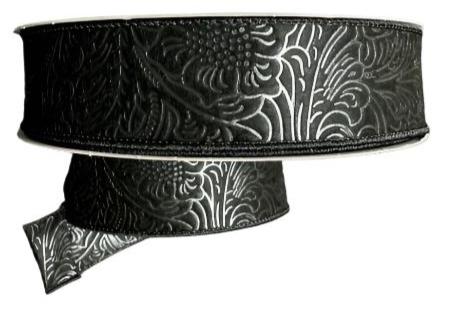 984209-21C | 1.5" | BLACK | FLOWER EMBOSSED | WATER RESISTANT | 50YD