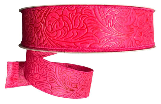 984209-28C | 1.5" | FUCHSIA | FLOWER EMBOSSED | WATER RESISTANT | 50YD