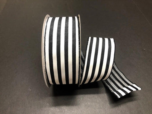 841-40-307 | 2.5" | BLACK LINEN/WHITE WIDE CABANA STRIPES | 50YD