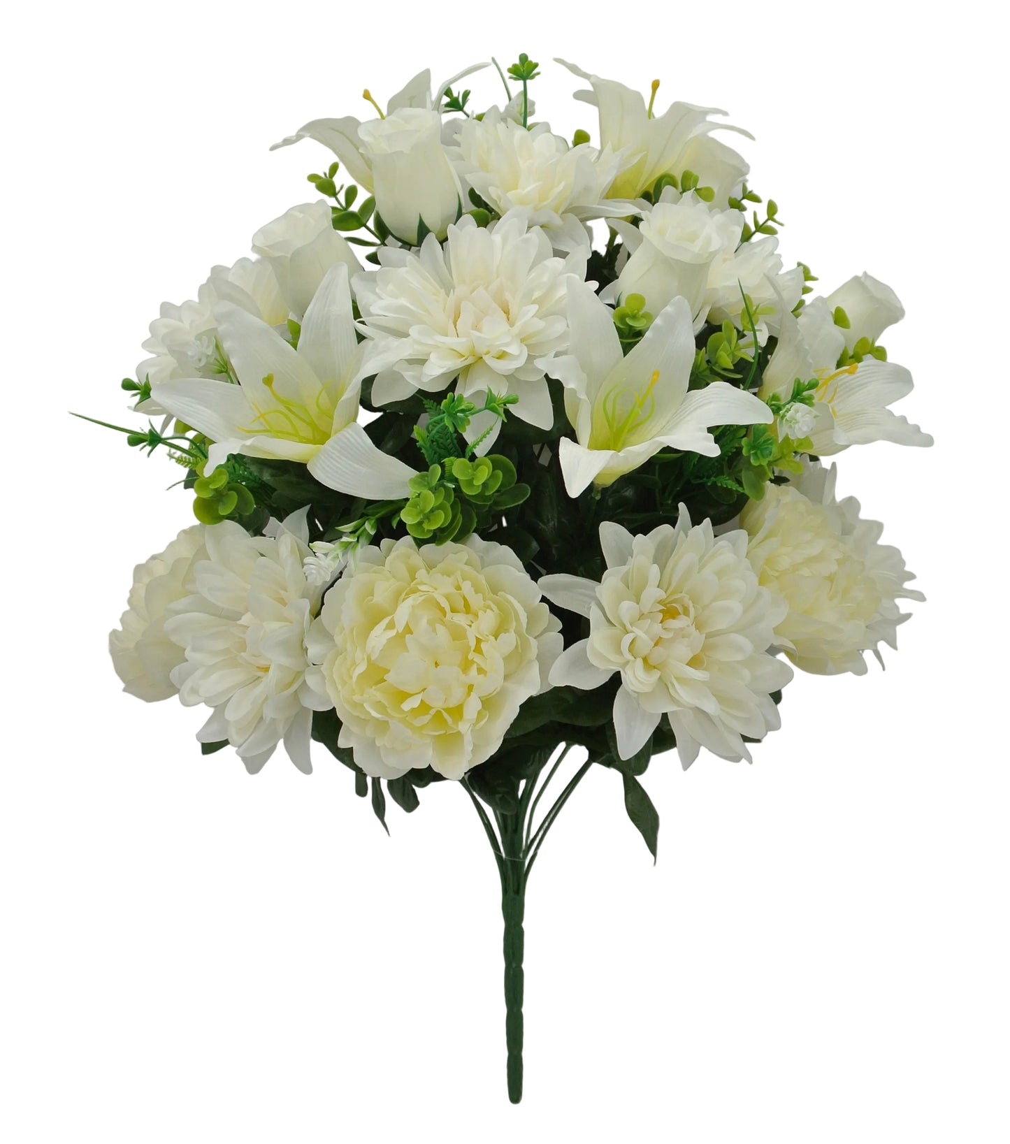 84126-CR | 24" | PEONY DAHLIA LILY ROSE BUSH | CREAM