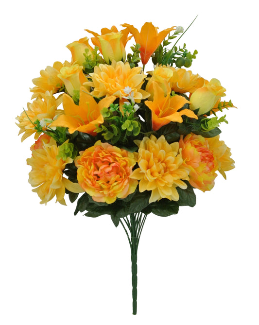84126-YEL | 24" | PEONY DAHLIA LILY ROSE BUSH | YELLOW