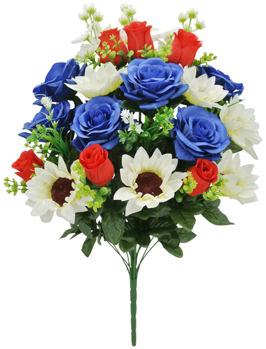 84127-RDWTBL | 26" | Rose Sunflower Bush x24 | Red/White/Blue