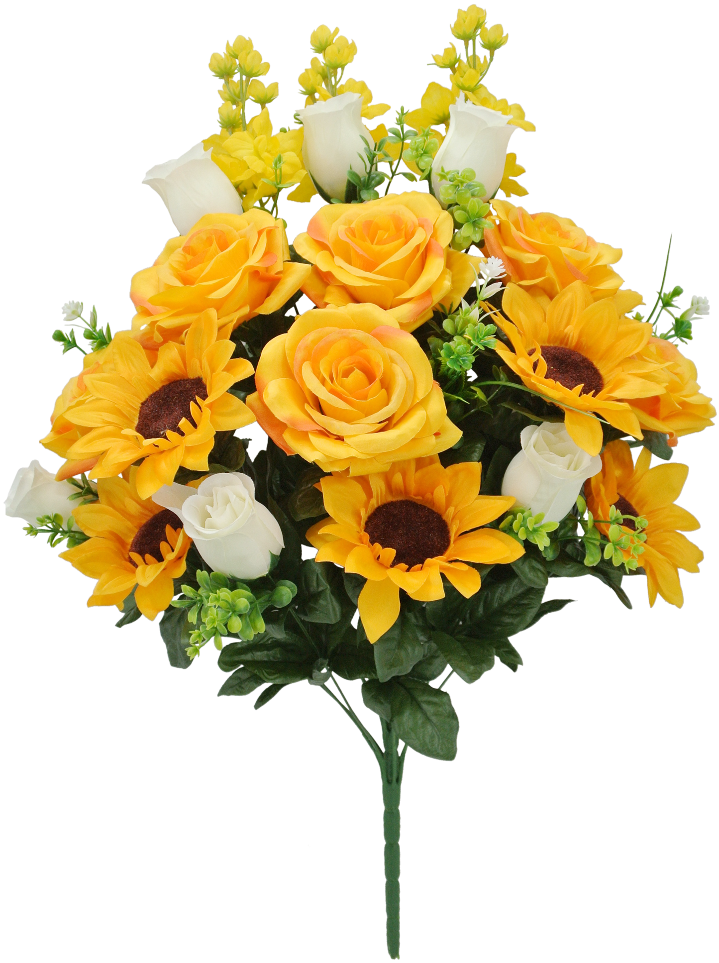 84127-YELCR | 26" | Rose Sunflower Bush X24 | Yellow/cream - A&B Wholesale Market Inc