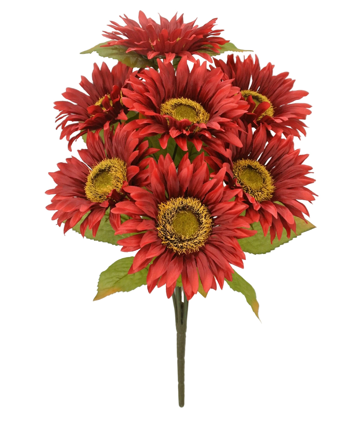 84483-RD | 18" | SATIN SUNFLOWER BUSH X7 | RED