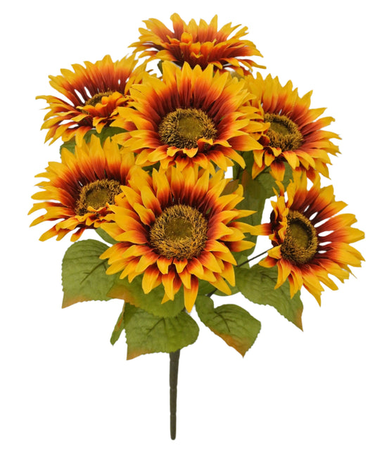84483-YEL | 18" | SATIN SUNFLOWER BUSH | YELLOW