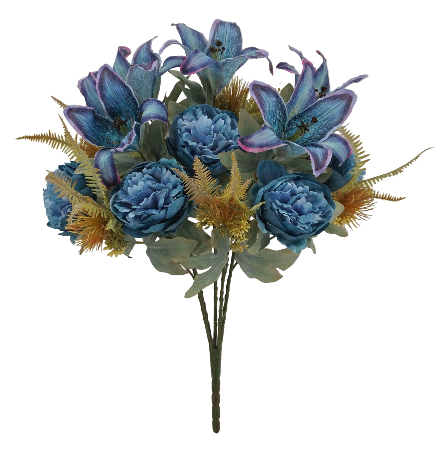84565-BL | 23" | PEONY TIGER LILY BUSH | BLUE