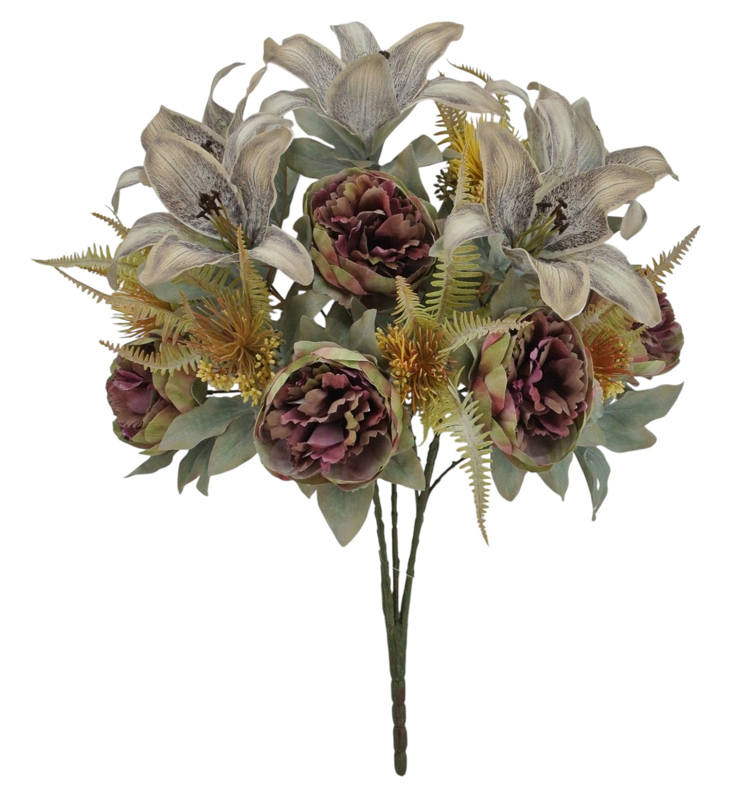 84565-MVGN | 23" | PEONY TIGER LILY BUSH | MAUVE/GREEN