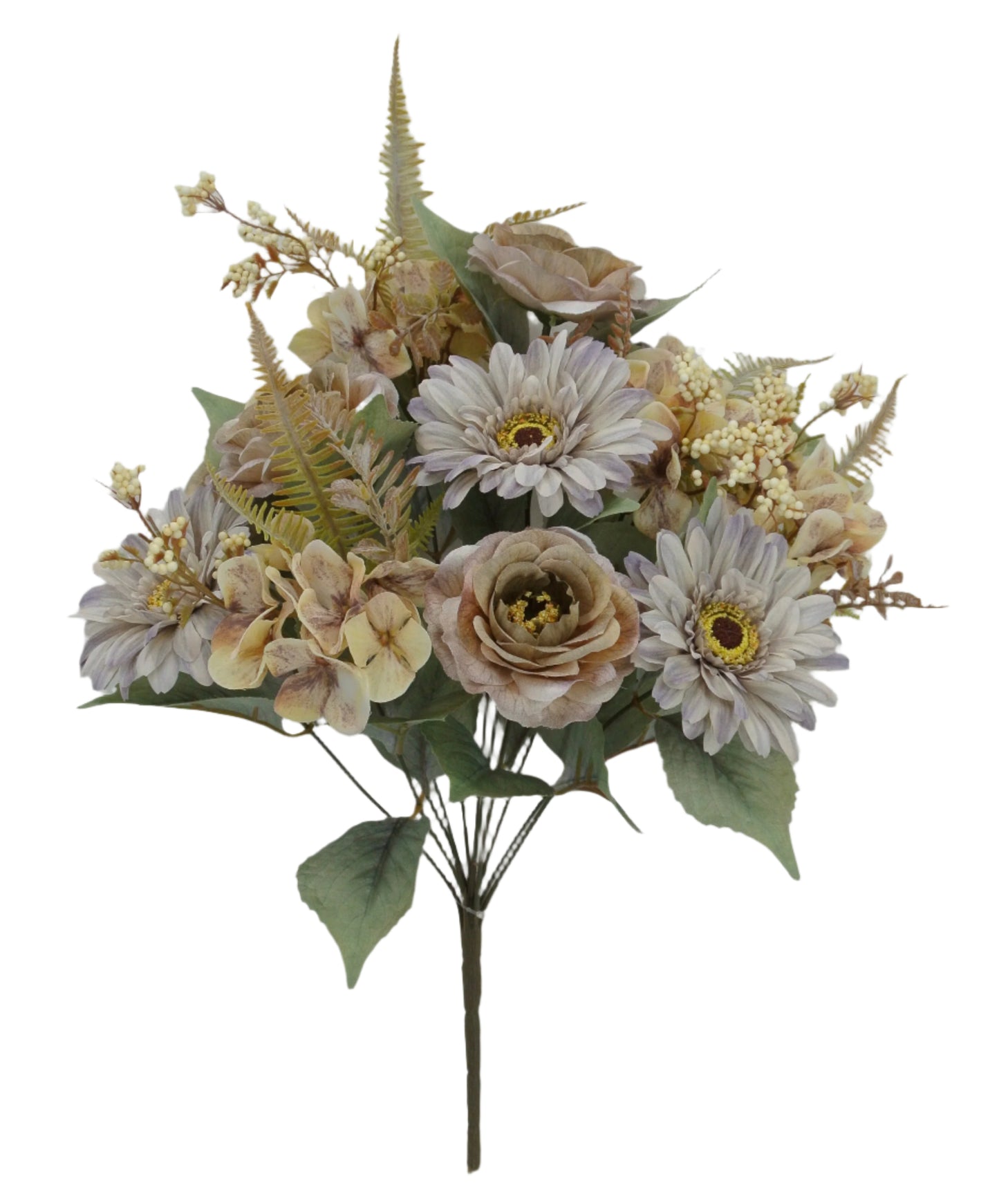 84568-GREYYEL | 18" | CAMELLIA GERBERA BUSH | GREY/YELLOW