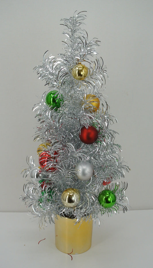 84587  24" TINSEL TREE W/ ORNAMENTS