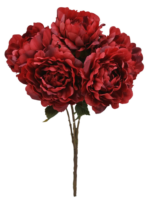 84615-RD  19" SATIN PEONY BUSH X5