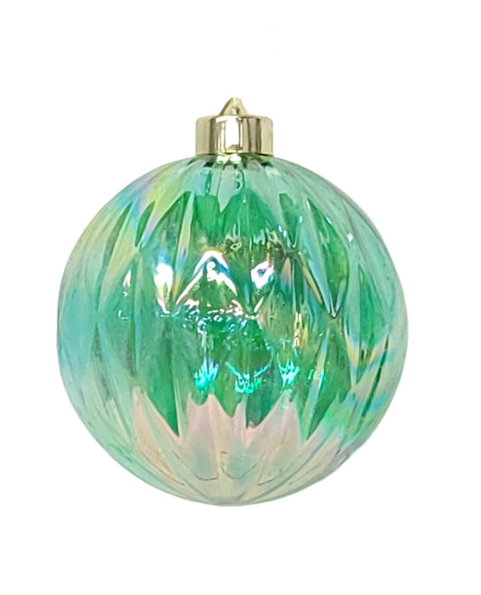 84635  XMAS ORNAMENT 12CM GREEN IRRRIDESCENT