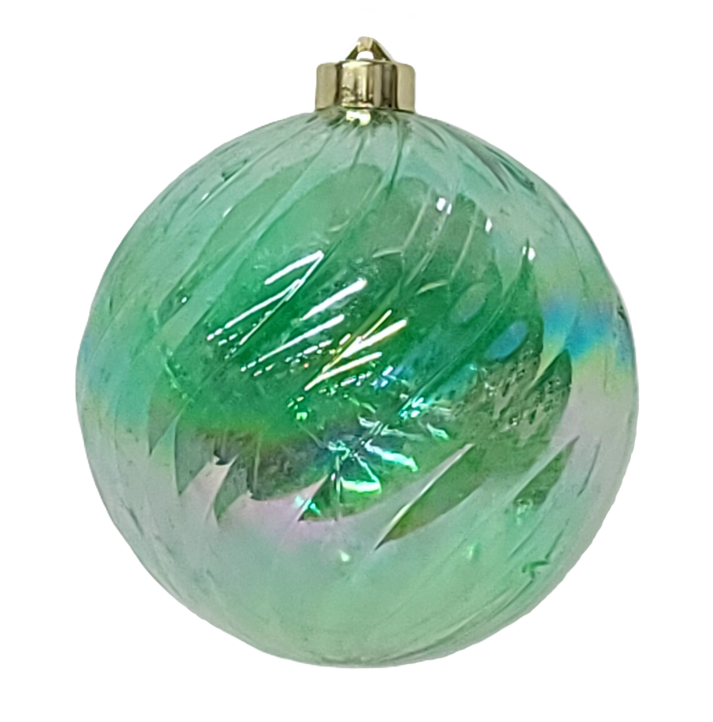84639 | 7" | BALL ORNAMENT | GREEN IRIDESCENT