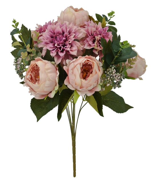 84702-MVPK | 20" | PEONY DAHLIA BUSH X10 | MAUVE/PINK