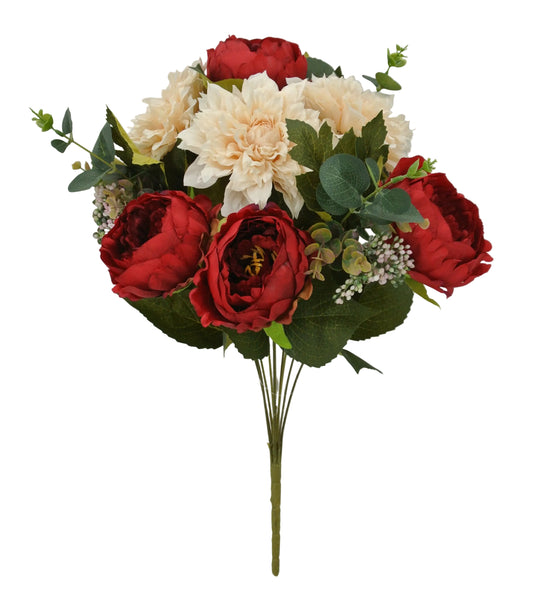 84702-RDBEIGE | 20" | PEONY DAHLIA BUSH X10 |
