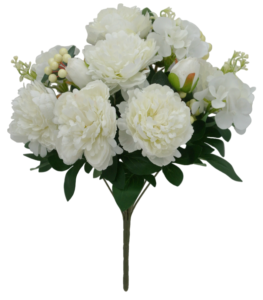 84955-CR | 18" | PEONY HYDRANGEA BUSH | CREAM