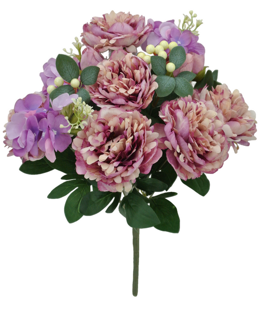 84955-LV |  18" | PEONY HYDRANGEA BUSH | LAVENDER