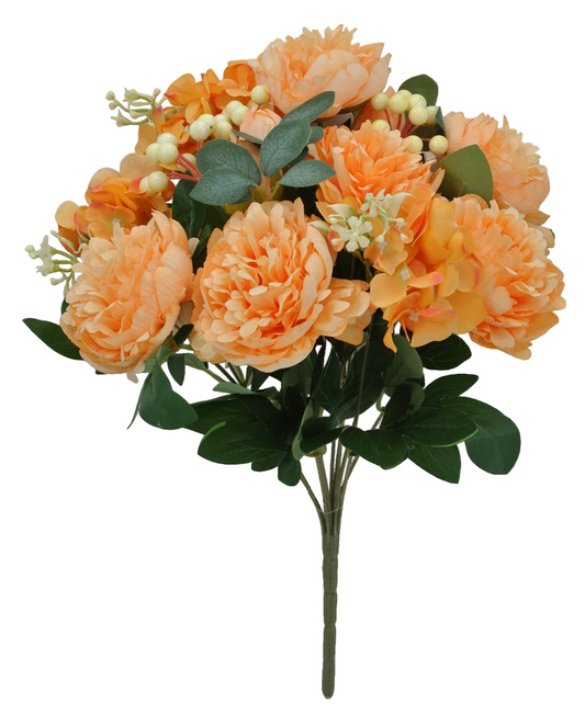 84955-PH | 18" | PEONY HYDRANGEA BUSH | PEACH