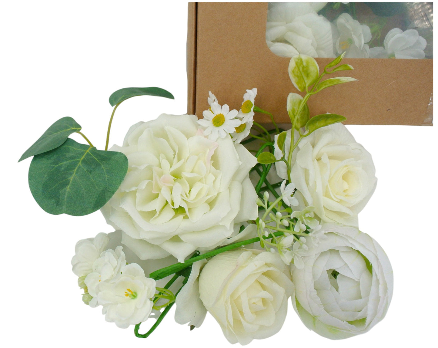85036-CR |  ROSE RANUNCULUS CABBAGE ( BOUQUET IN A BOX ) | CREAM